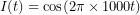 \[I(t)=\cos(2\pi\times1000t)\]