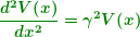 \begin{equation*} \boldsymbol{\frac{{{{d}^{2}}V(x)}}{{d{{x}^{2}}}}={{\gamma }^{2}}V(x)} \end{equation*}