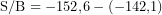 \[\mathrm{S/B} = -152{,}6 - (-142{,}1)\]