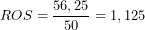 \[ROS=\frac{56,25}{50}=1,125\]
