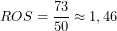\[ROS = \frac{73}{50} \approx 1,46\]
