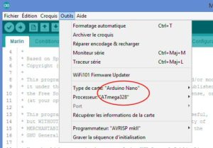 Config de l'IDE en Arduino Nano