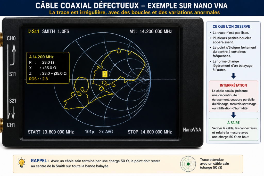 Le câble coaxial défectueux