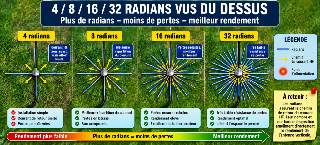 4 / 8 / 16 / 32 radians vus du dessus