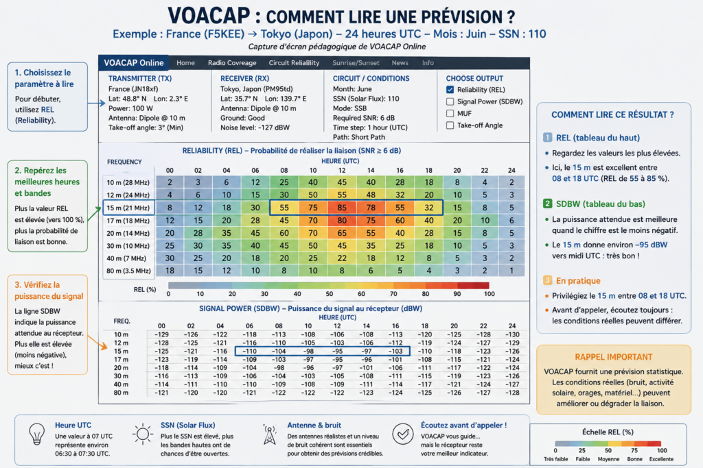 Comment lire une prévision VOACAP ?