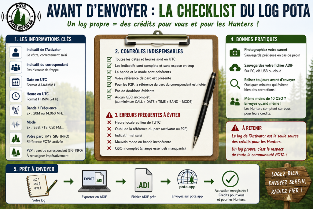 Avant d'envoyer : la checklist du log