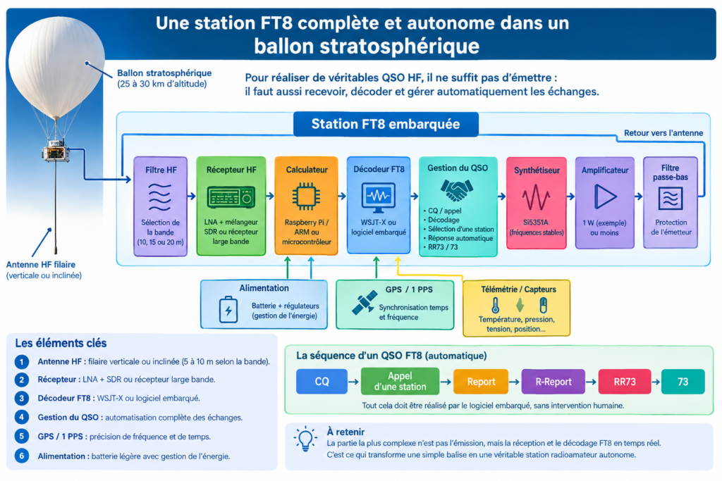 architecture complète d'une station FT8 bidirectionnelle embarquée
