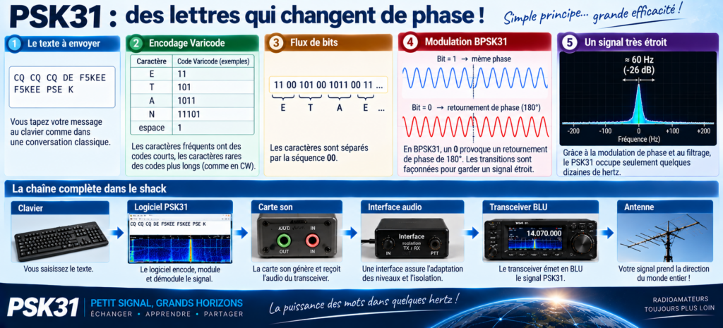 Infographie PSK31 : du texte à l’antenne