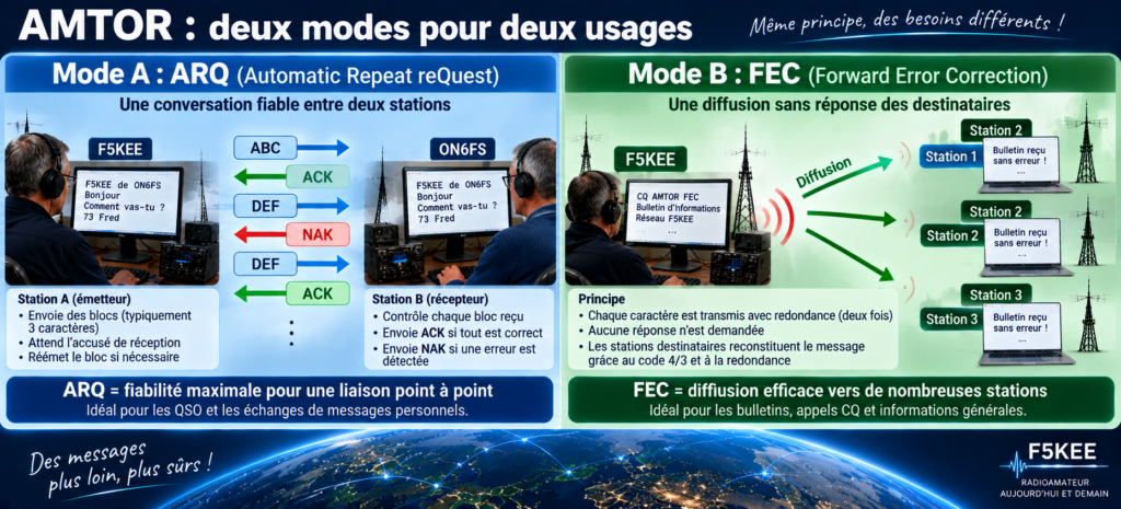AMTOR : deux modes, deux usages