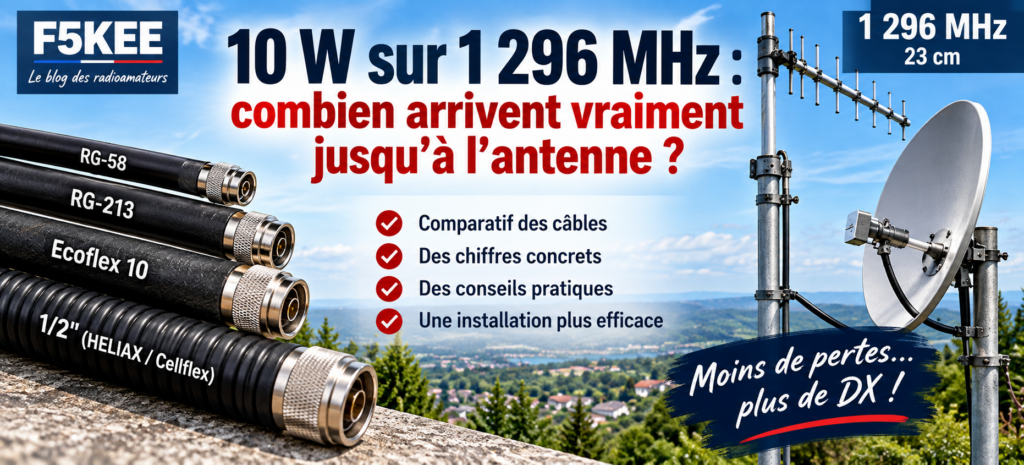 Pertes coaxiales à 1 296 MHz