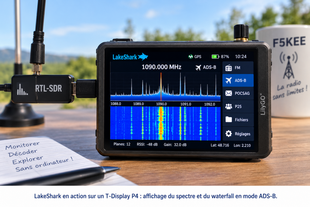 LakeShark en mode ADS-B sur T-Display P4