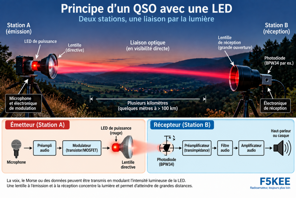 Principe d’une liaison optique par LED