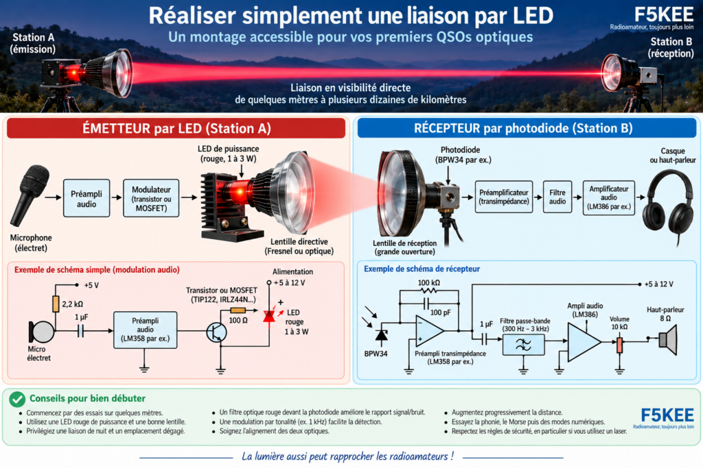 Liaison optique par LED : émetteur et récepteur
