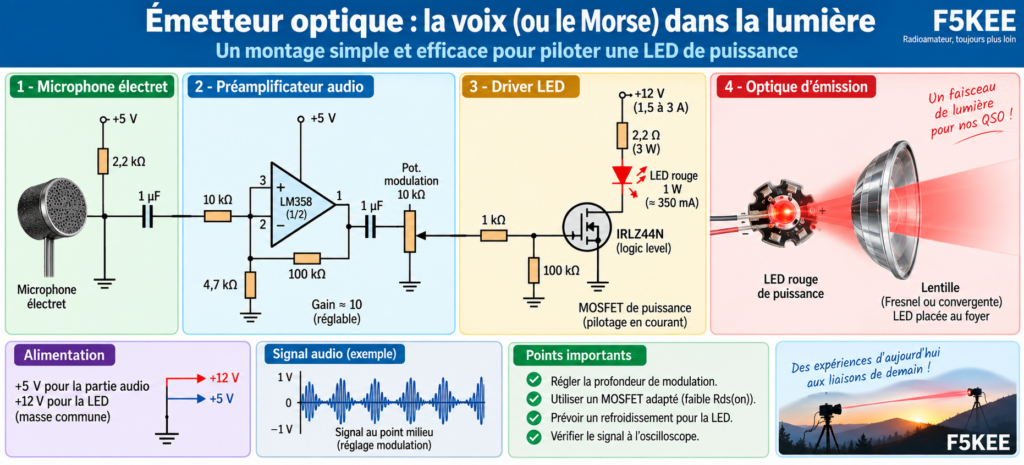 Schéma d’émetteur optique LED en français
