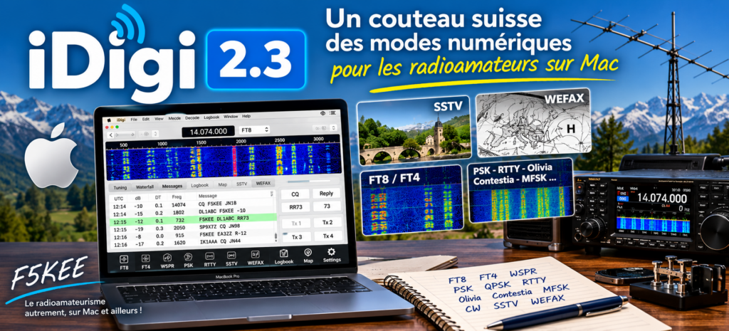 Bannière iDigi 2.3 pour radioamateurs Mac