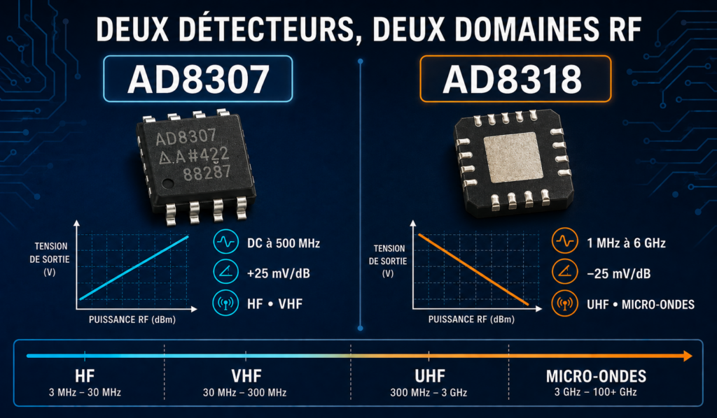 Comparatif RF AD8307 et AD8318