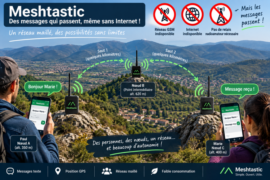 Réseau Meshtastic en pleine montagne