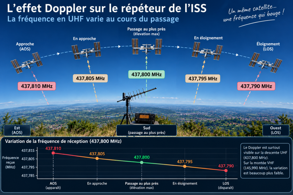 Infographie pédagogique sur l’effet Doppler de l’ISS