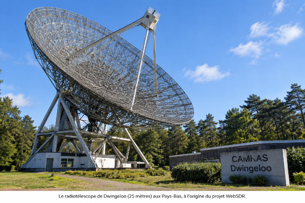 Radiotélescope historique de Dwingeloo au soleil