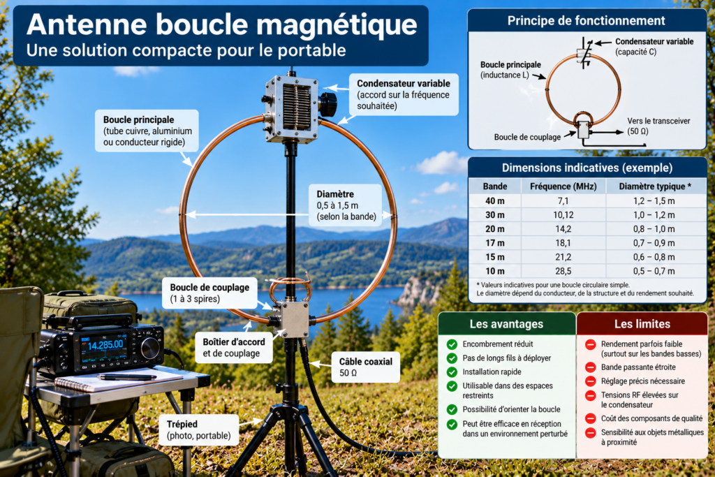 Antenne boucle magnétique portable décodée