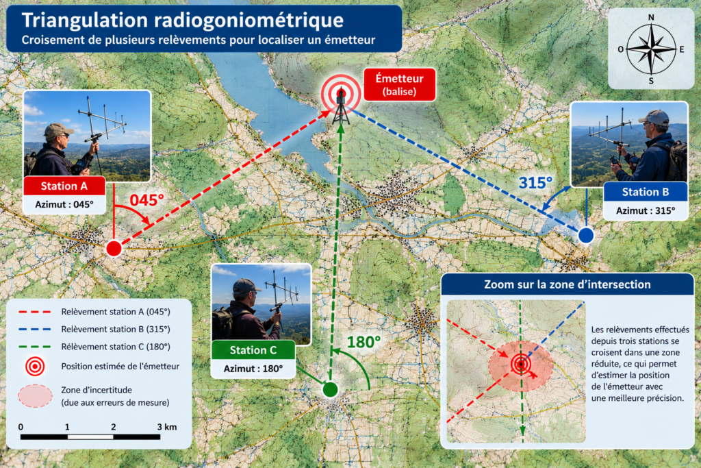 Carte de triangulation radiogoniométrique