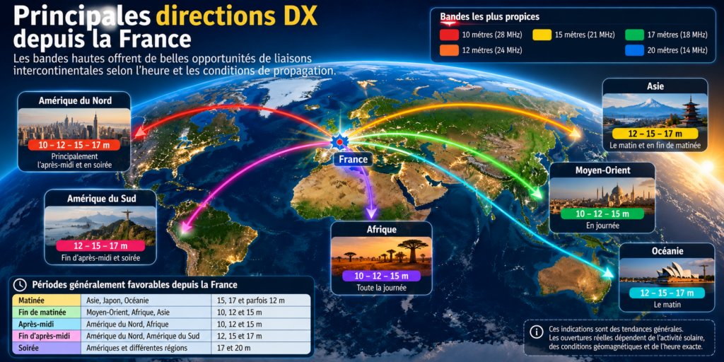 Directions DX principales depuis la France