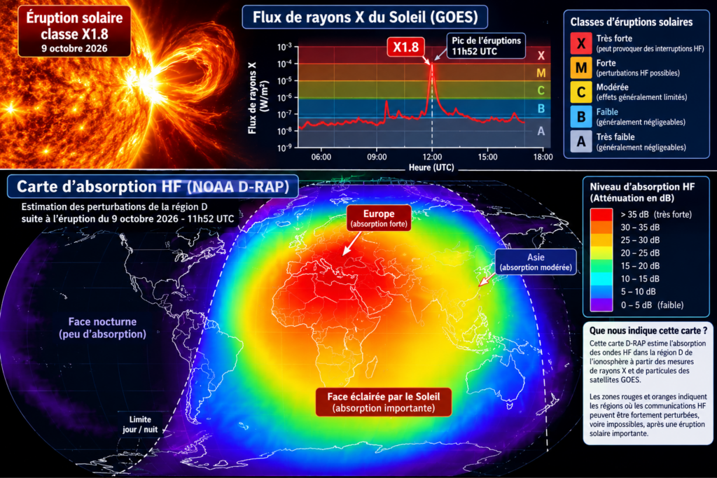 Éruption solaire et absorption HF mondiale