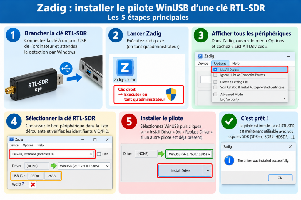 Guide Zadig _ installer WinUSB pour RTL‑SDR