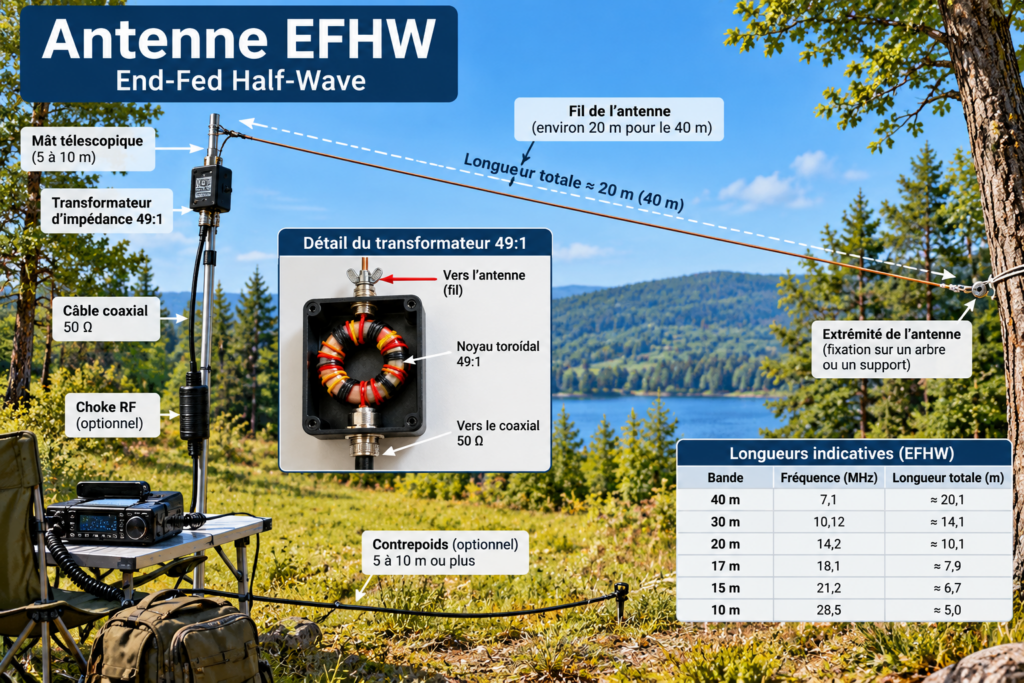 Guide illustré d’une antenne EFHW en plein air