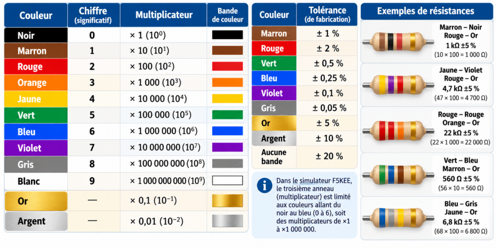 Guide visuel du code couleur des résistances