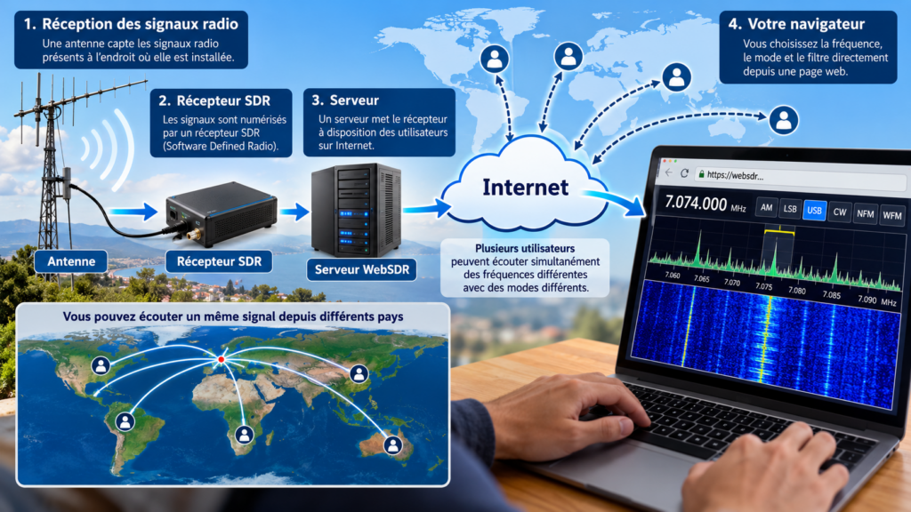 Infographie _ fonctionnement du WebSDR