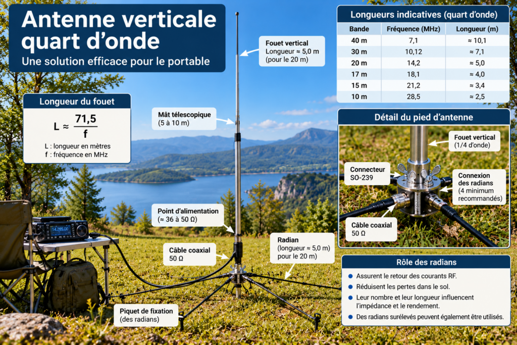 Infographie d’antenne verticale au bord du lac
