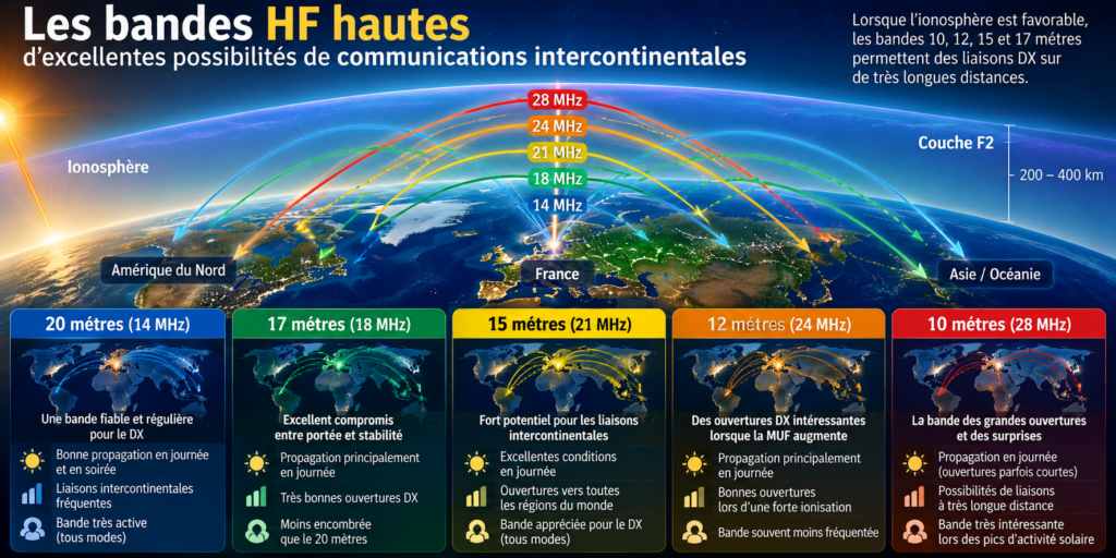 Infographie des bandes HF et du DX