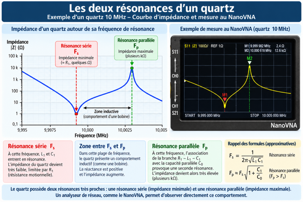 Infographie des deux résonances d’un quartz