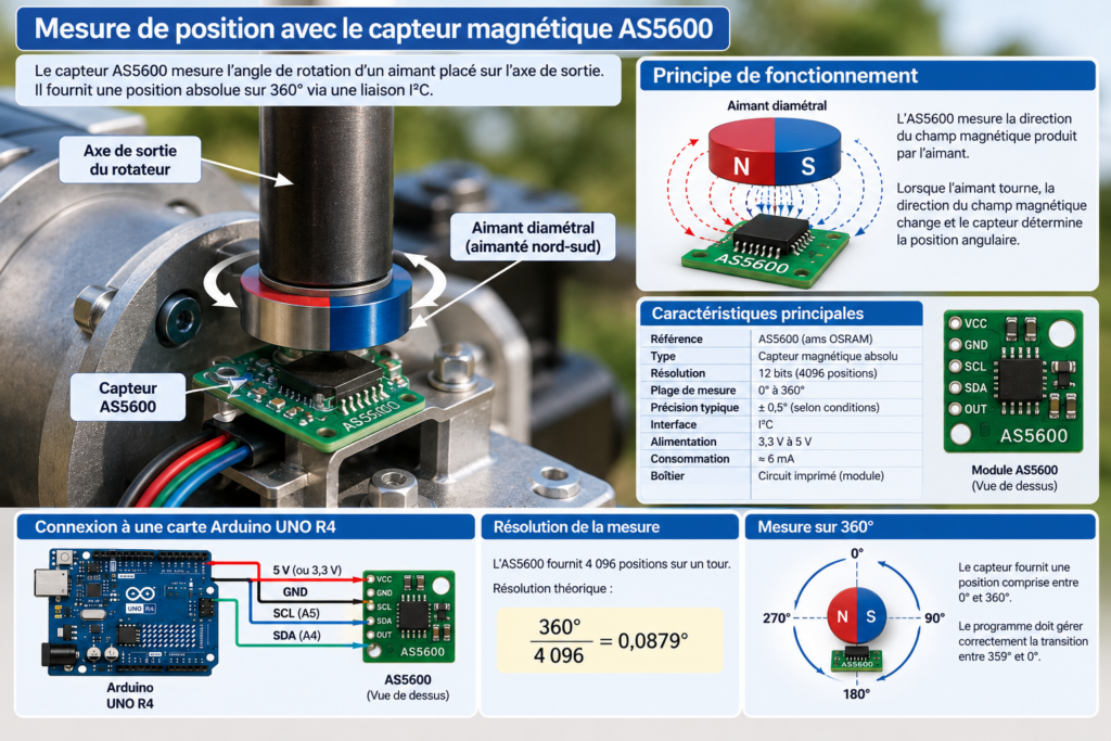 Infographie technique du capteur magnétique AS5600