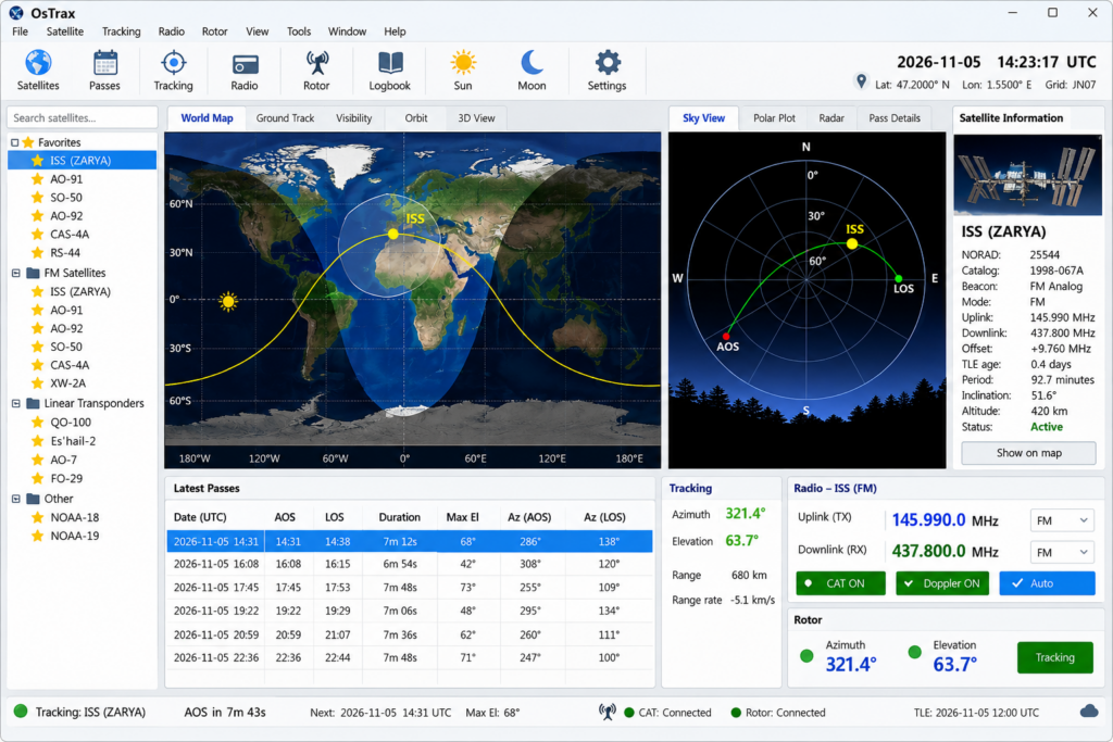 Interface OsTrax de suivi satellitaire