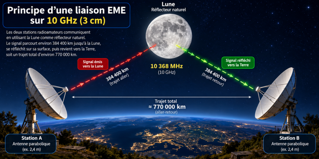 Liaison EME Terre-Lune en 10 GHz