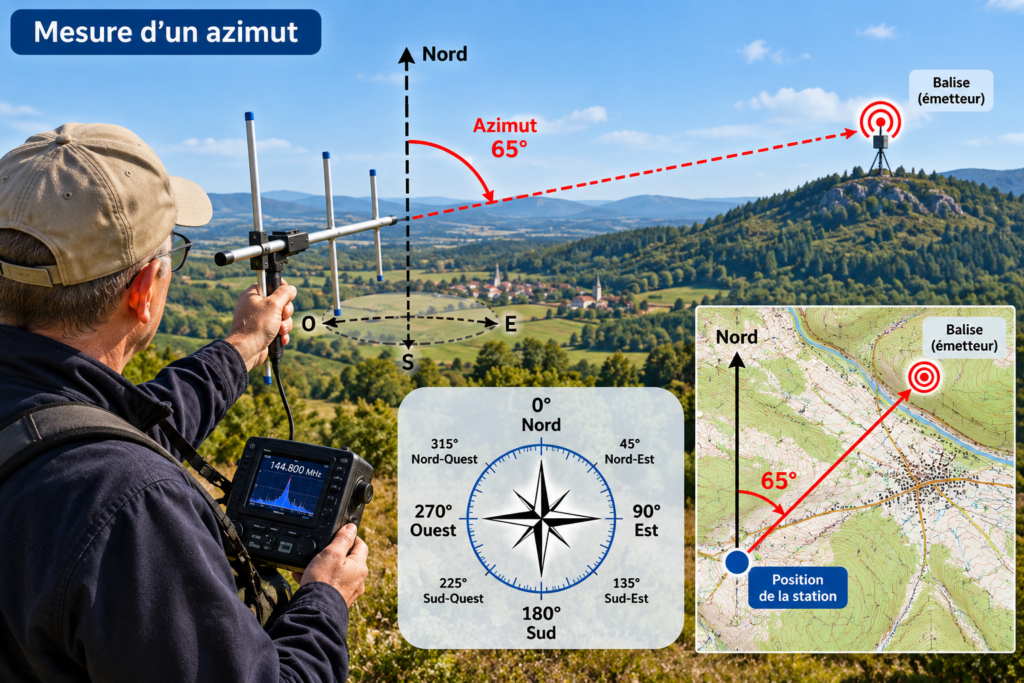 Mesure d’un azimut en pleine nature