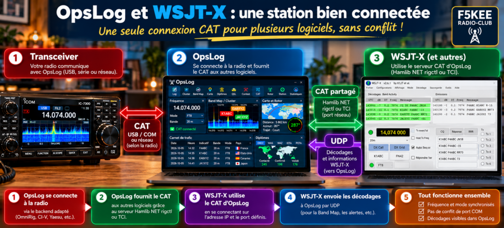 OpsLog et WSJT-X _ station connectée