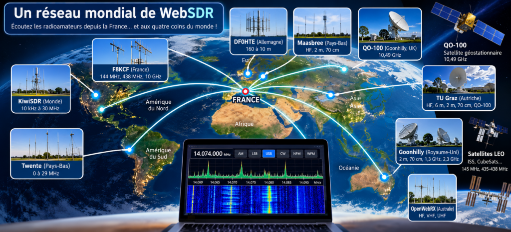 Réseau mondial de WebSDR depuis la France