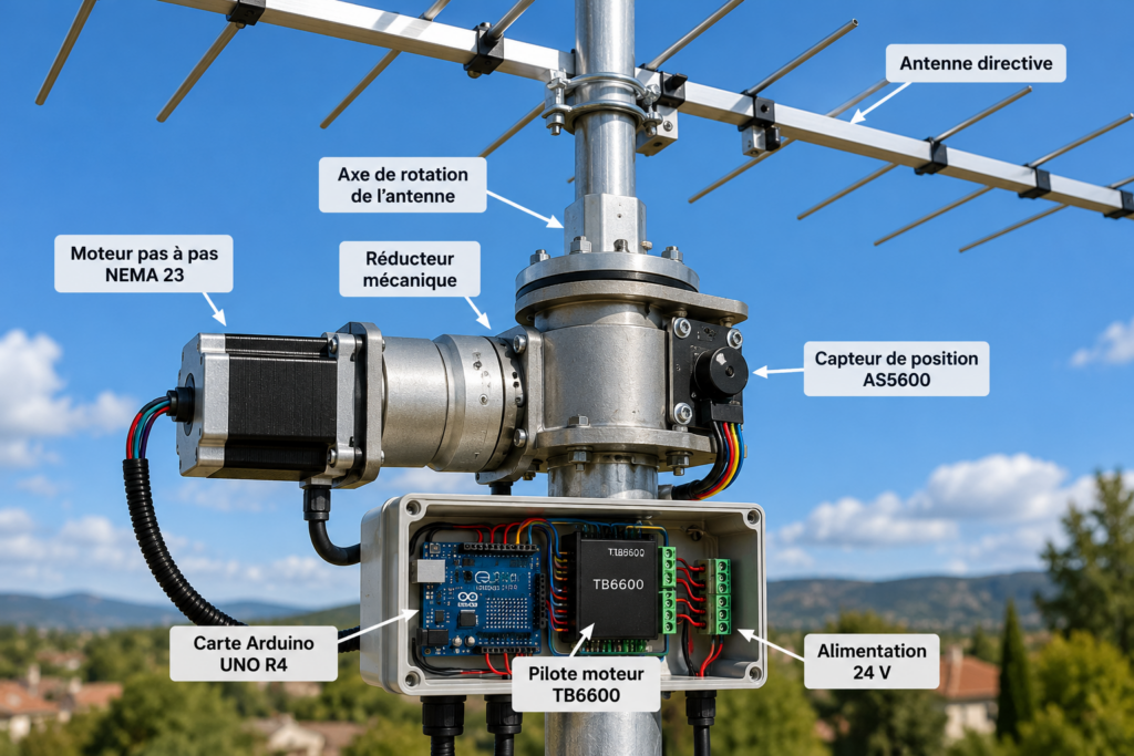 Schéma annoté d’un rotateur d’antenne radioamateur