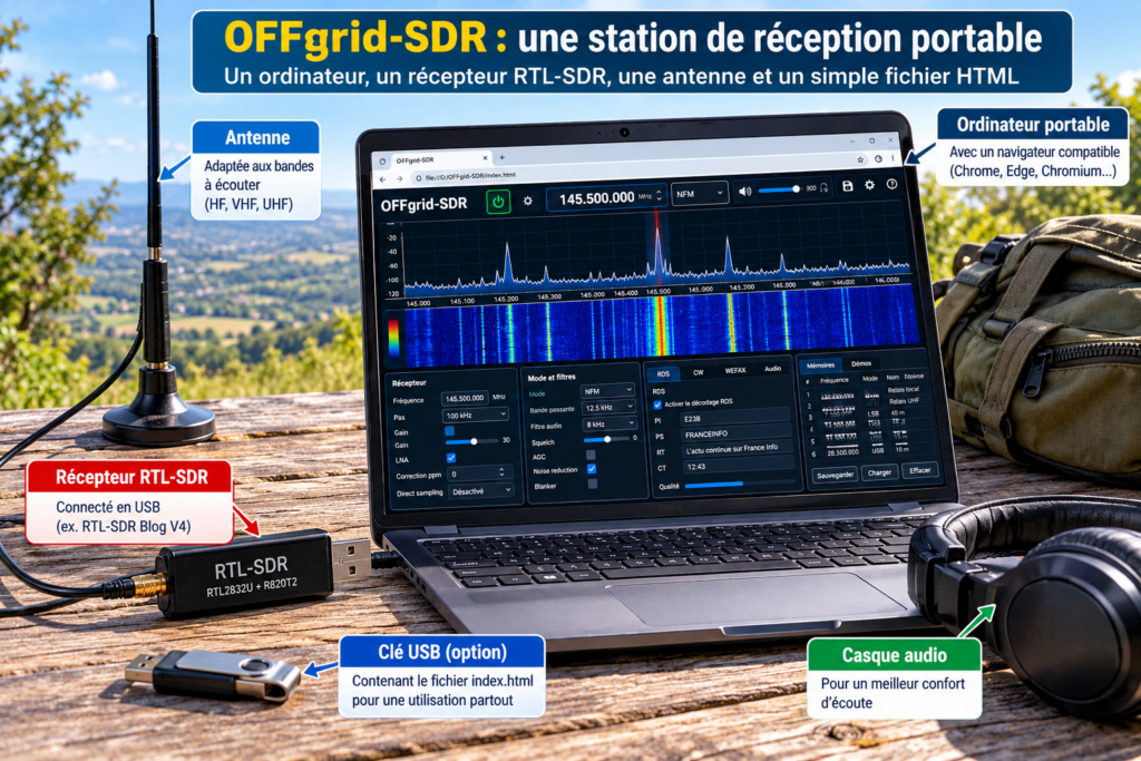 Station SDR portable en plein air